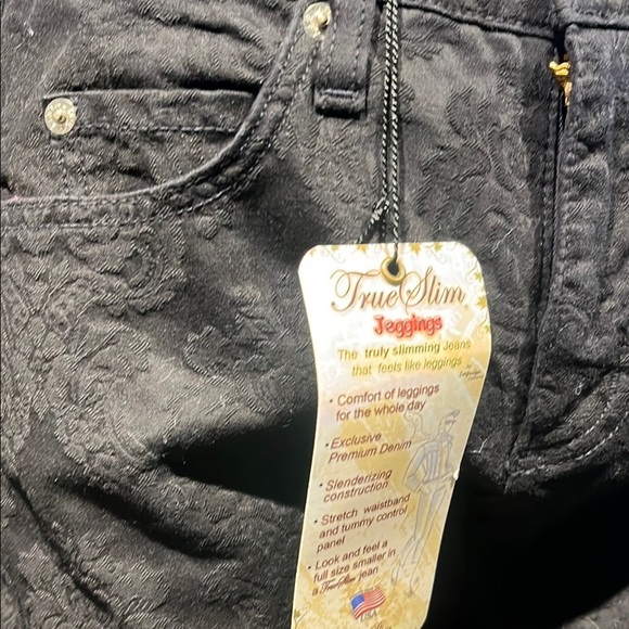 Black Straight Leg Jeans jacquard look - Picture 5 of 11